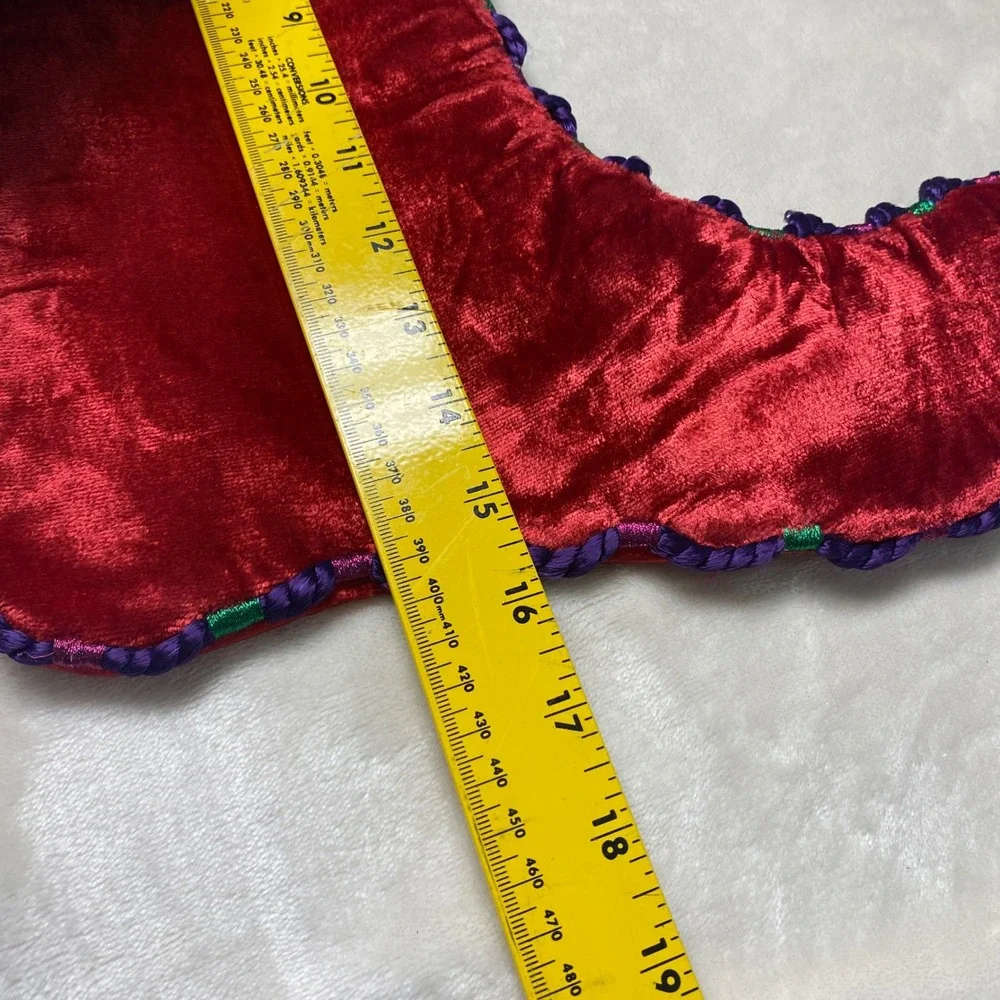 Set of 3 Unique Christmas Stockings Red Gold Purple Holiday Decor Holiday Mantle